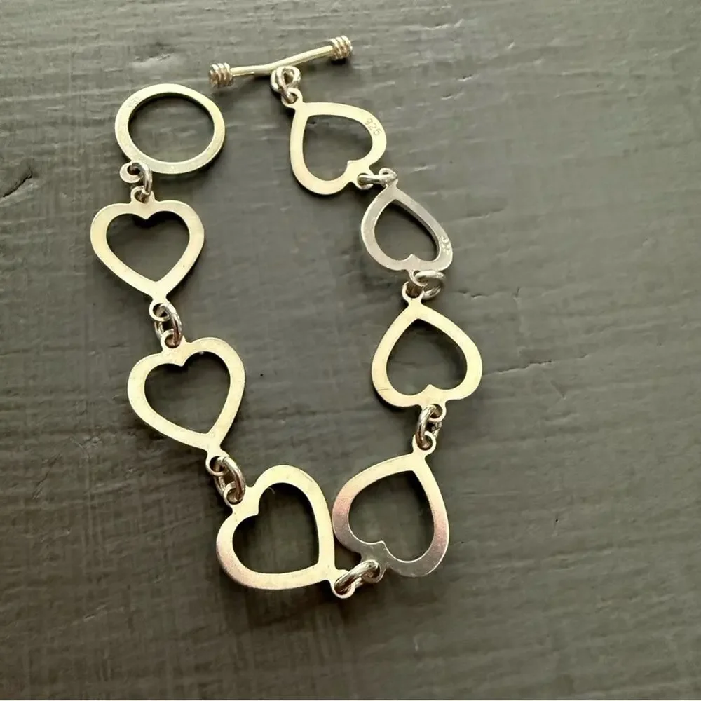 925 Sterling Silver Childs Heart Toggle Bracelet